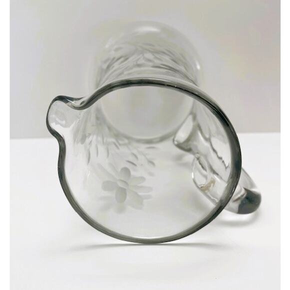 Vintage Tiffin Glass, Etched Floral & Stem, Cut Stem, Tall Glass Pitcher (1930s) - Picture 6 of 7